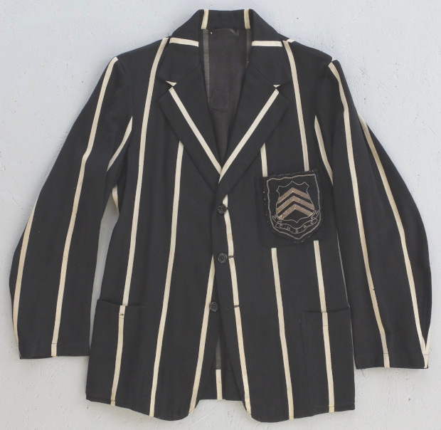 1940s Black & White Striped CHSAC University Blazer (02550)
