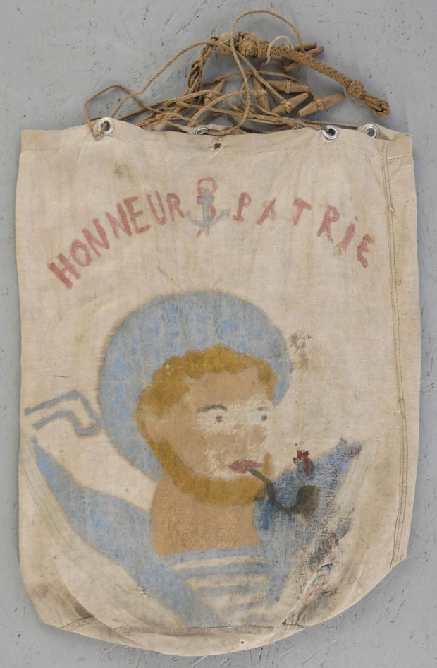 1930s Hand Painted French Navy Sailors Kit Bag (08029)