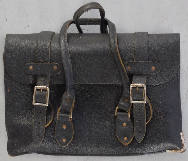 1960s Black Leather Utility Bag (08054)